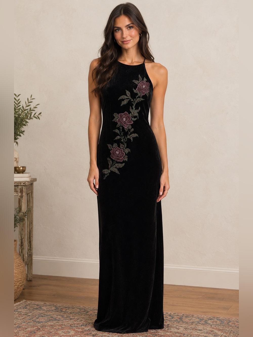 VINTAGE VELVET HIGH NECK ALL THAT JAZZ FORMAL DRESS ✨